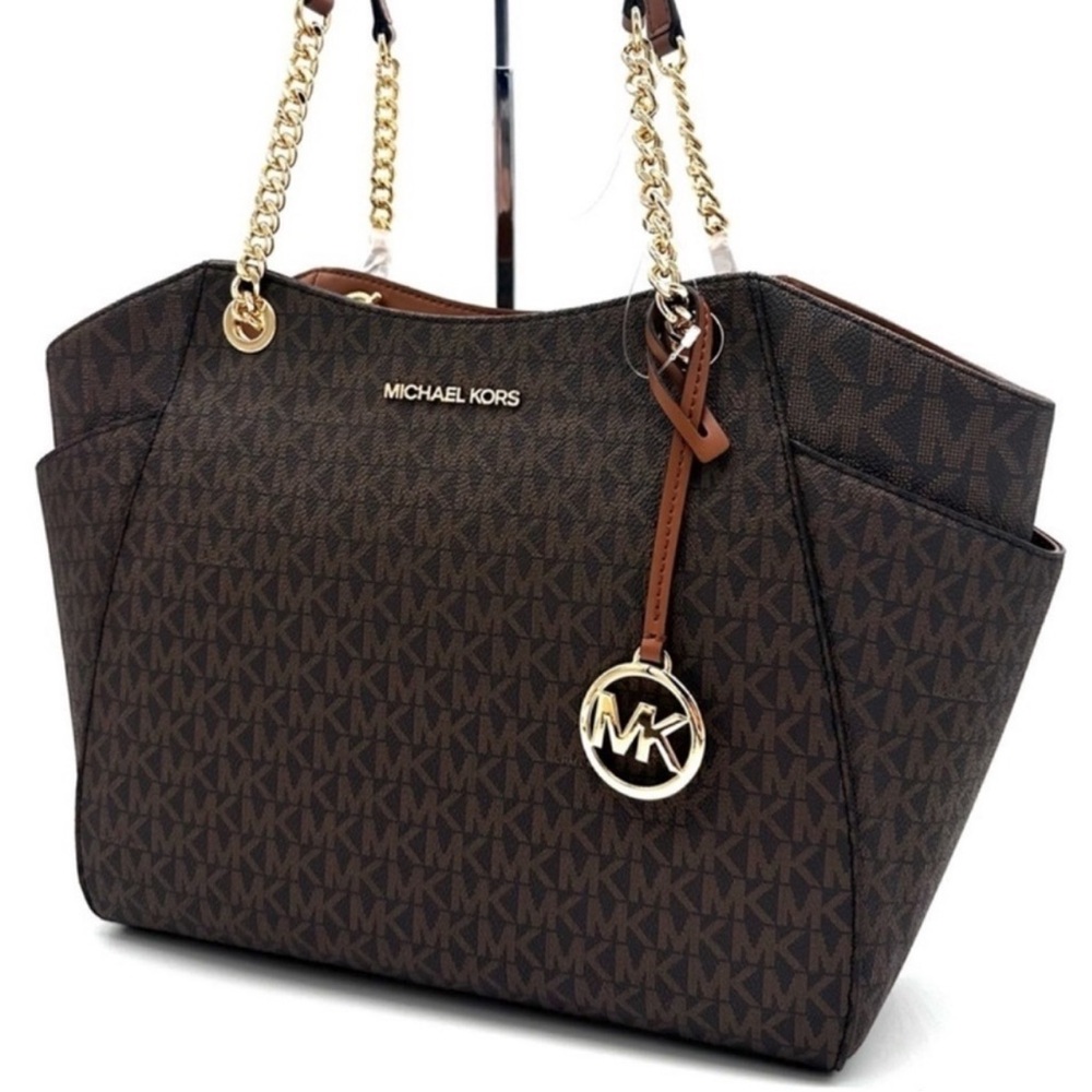 Michael Kors Large Jet Set Travel Chain Shoulder Bag Brown